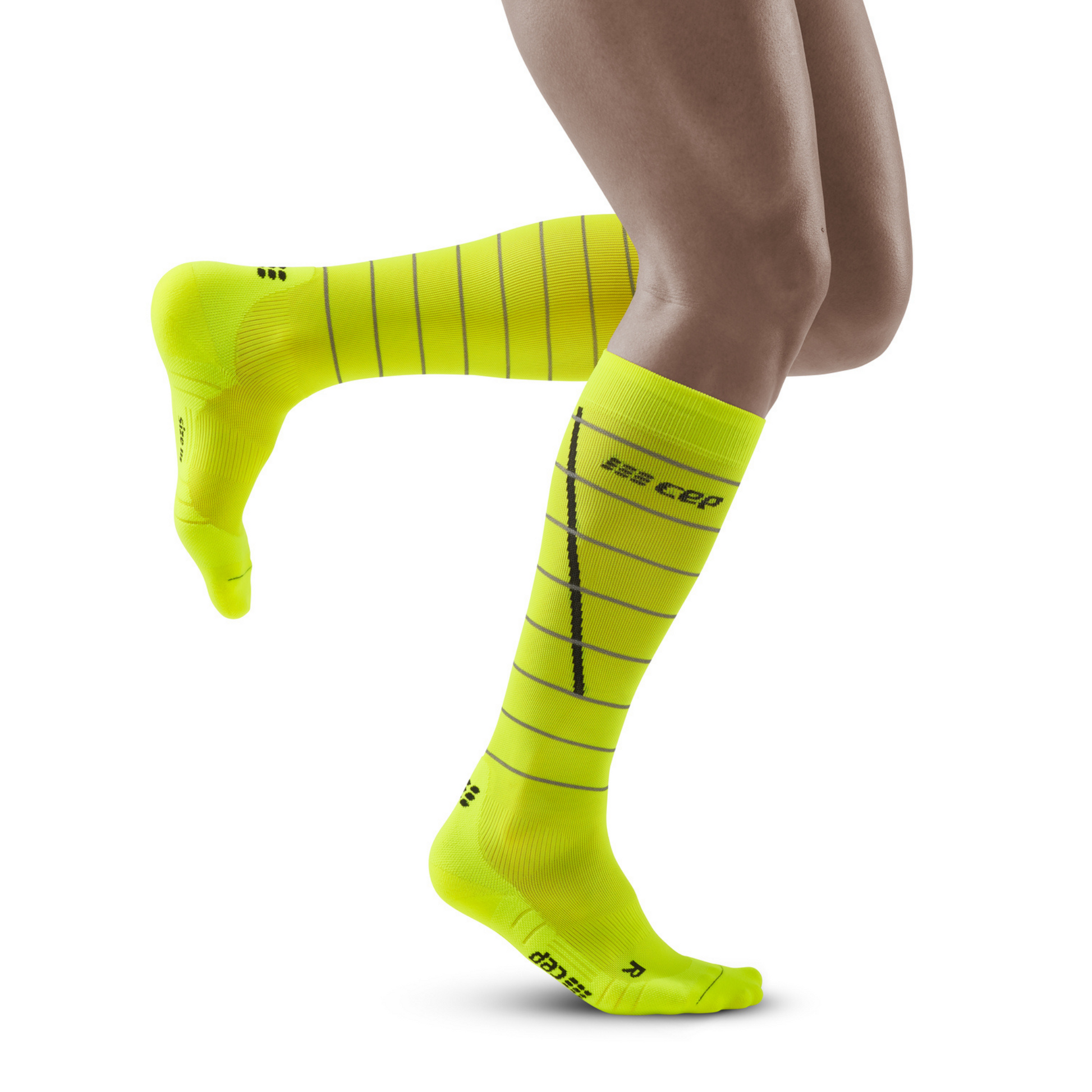 Reflective Tall Compression Socks, Men, Neon Yellow/Silver