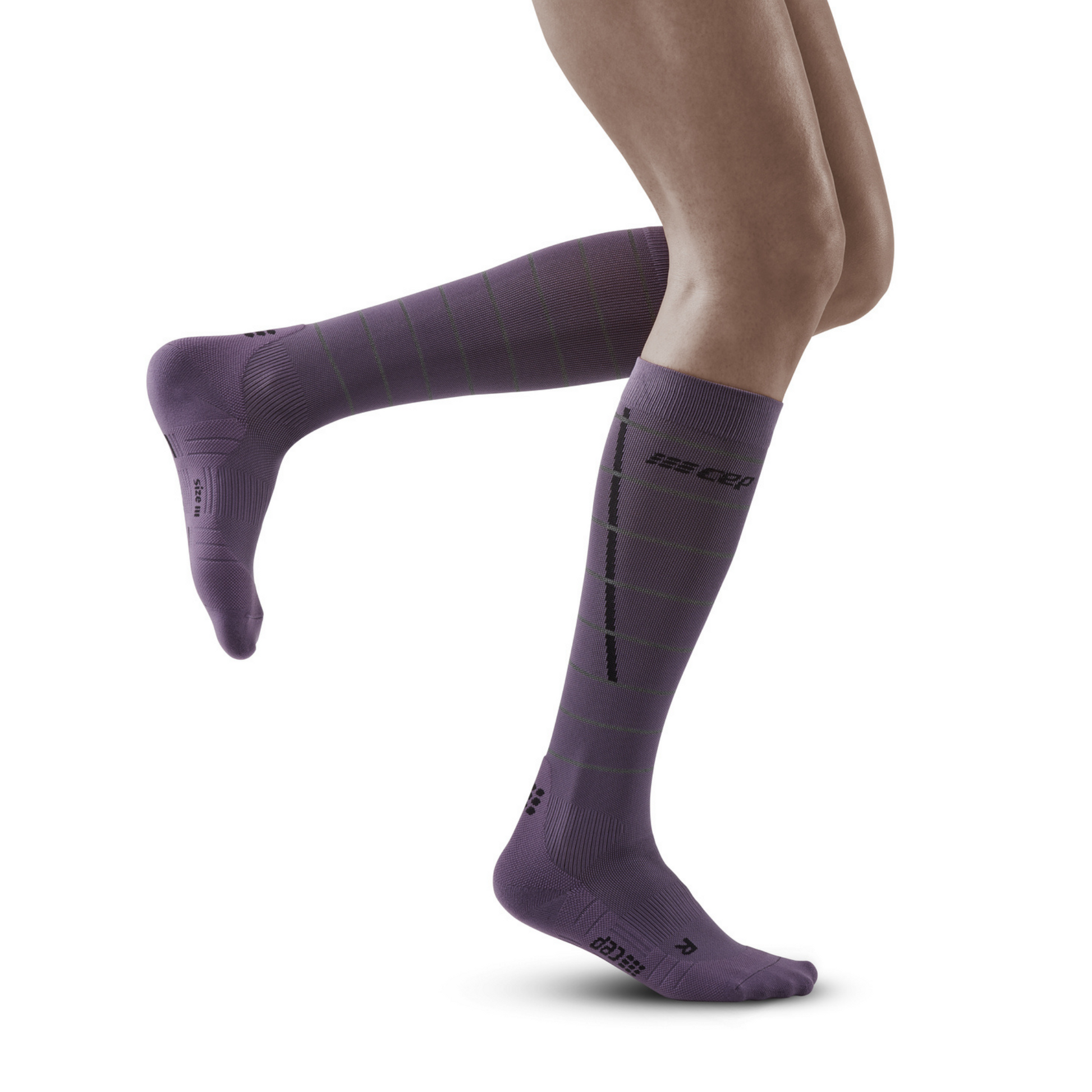 Reflective Tall Compression Socks, Women, Purple/Silver
