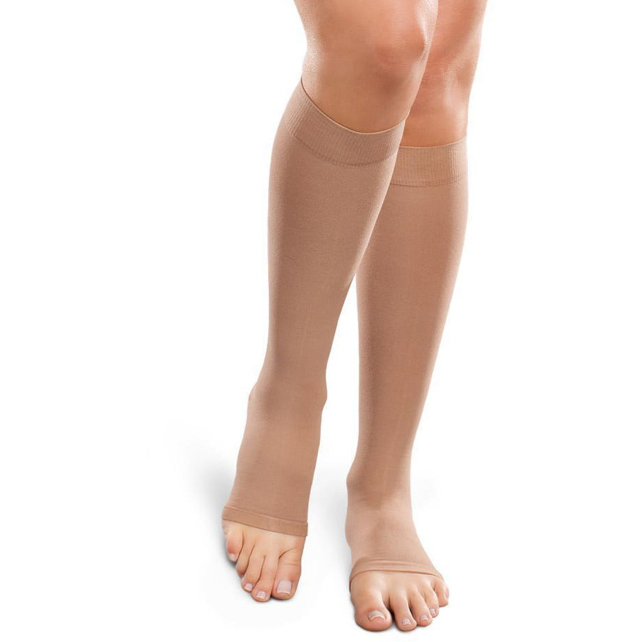 Therafirm Ease Opaque 20-30 mmHg OPEN TOE Knee High, Sand