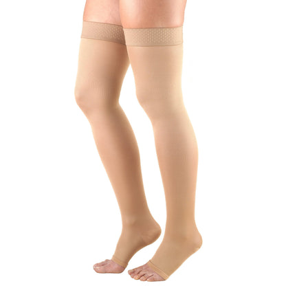 Truform Opaque Women's 20-30 mmHg OPEN-TOE Thigh High, Beige
