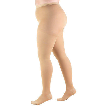 3XL Plus Size Womens Footless Compression Tights 20-30mmHg - Beige, 3X-Large