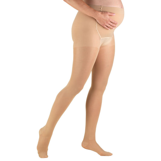 Soft microfiber open-toe medical compression maternity tights - Class 1  (15-21 mmHg)
