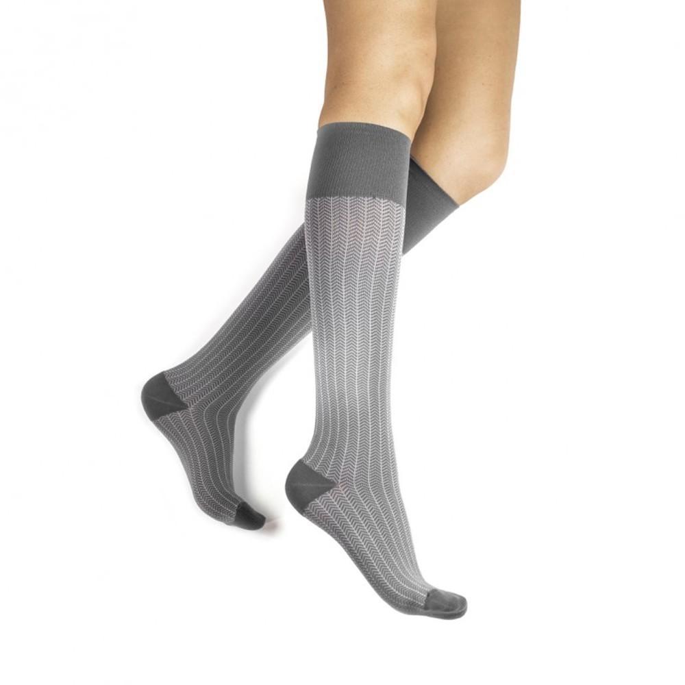 Rejuva Herringbone 15-20 mmHg Compression Socks, Charcoal