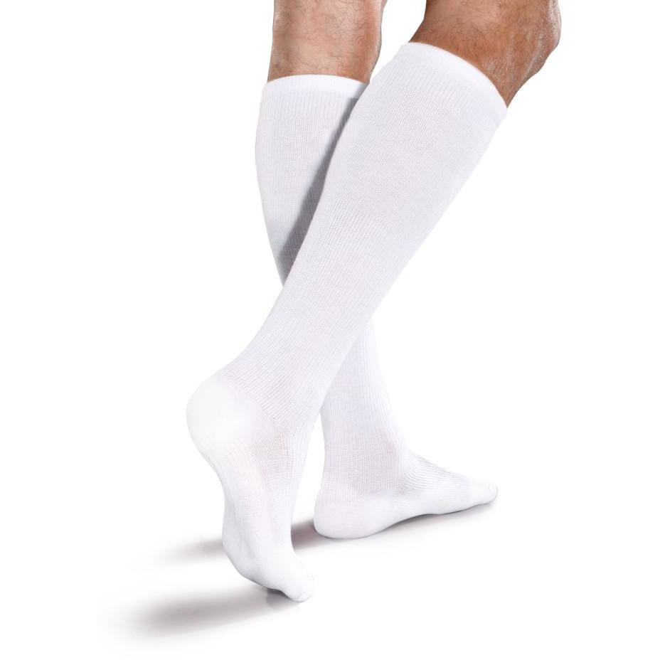 Core-Spun Cushioned 20-30 mmHg Knee High Compression Socksm, White