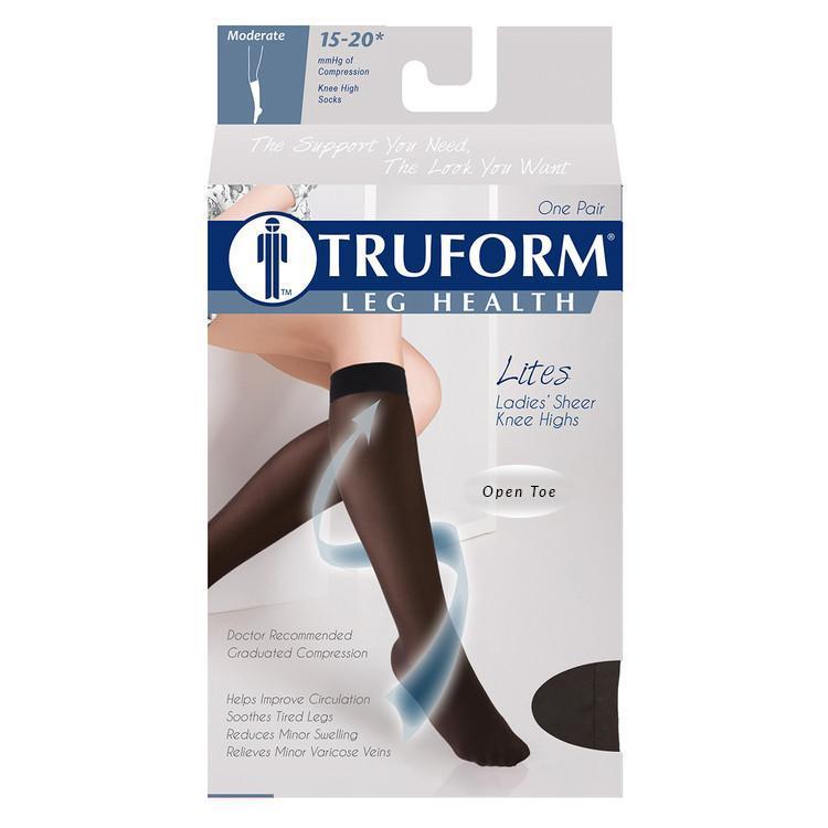 Truform Lites Women's OPEN-TOE Knee High 15-20 mmHg