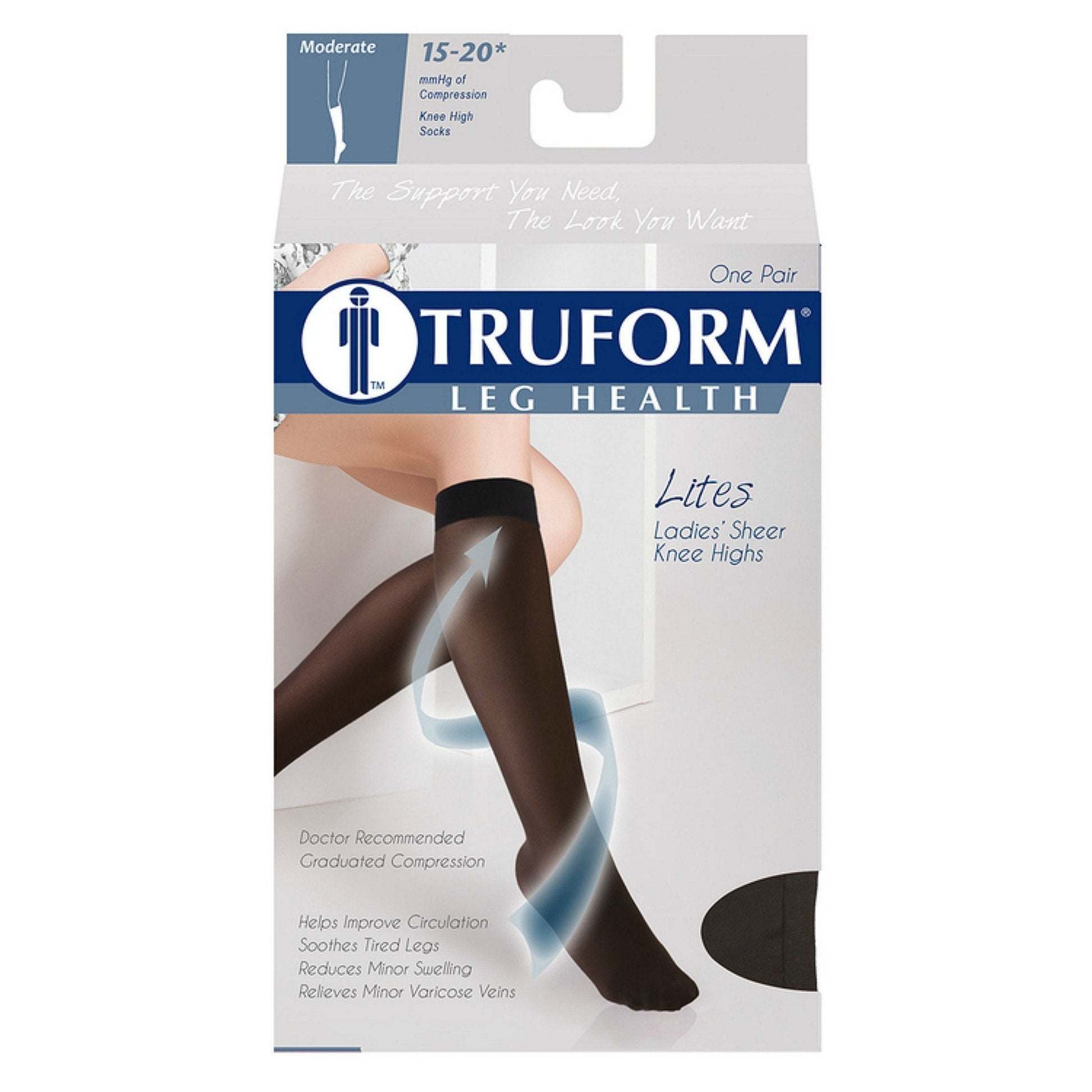Truform Women Athletic Cushioned Socks - Knee High 15-20mmHg