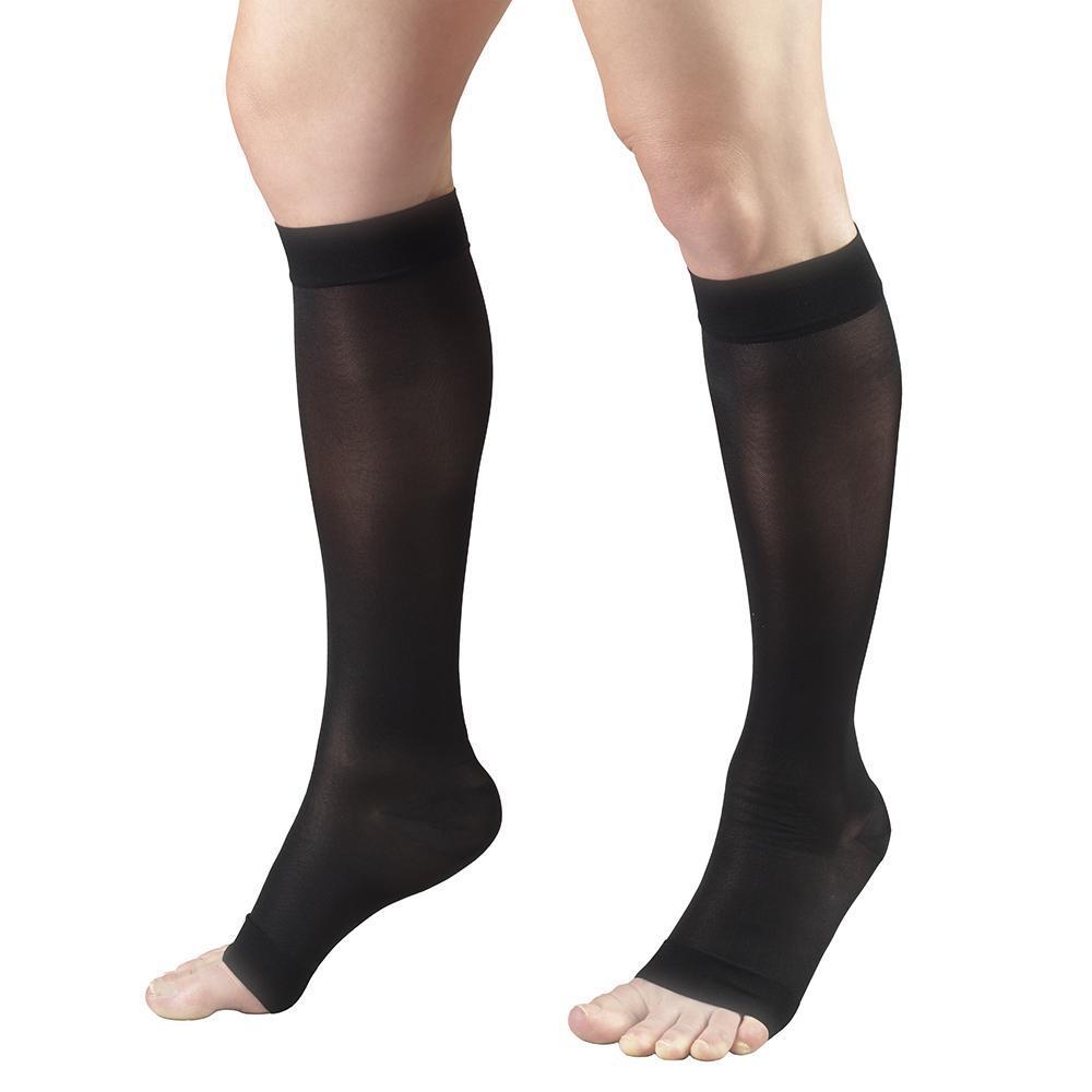Truform Lites Women's OPEN-TOE Knee High 15-20 mmHg, Black