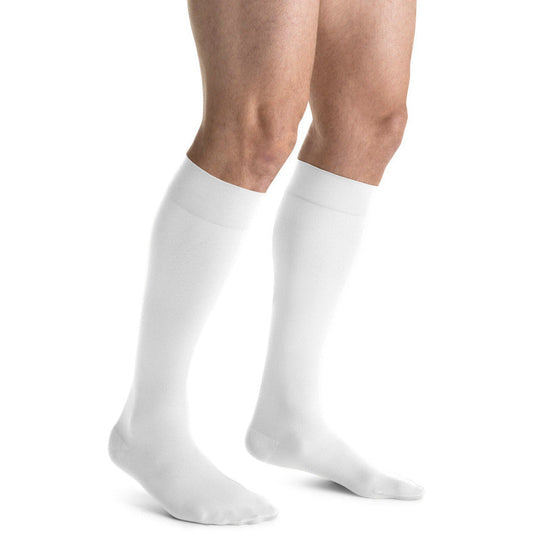 Compression Stockings, 15-20 mmHg, Women's Knee High Length, Open Toe, 20  Denier, White, Medium